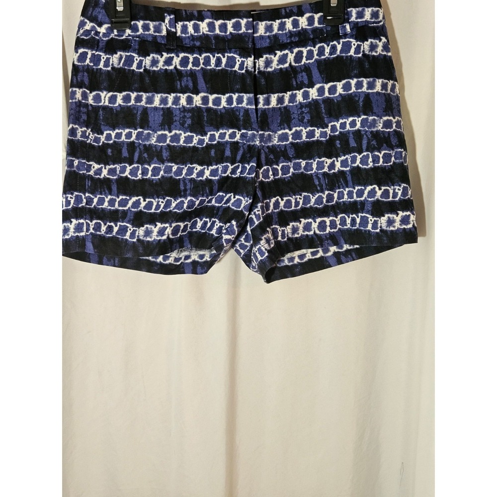 J.CREW Linen/Cotton Shorts Navy, Blue & White Batik-Style Size 2